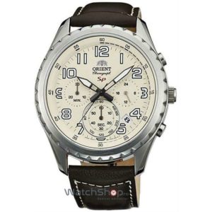 Ceas Orient de Mana Barbatesc Original cu Mecanism Japonez SPORTY FKV01005Y0 Cronograf si geam de Cristal mineral