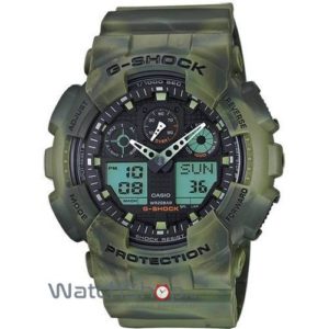 Ceas marca Casio barbatesc de mana G-SHOCK GA-100MM-3AER cu bratara din cauciuc