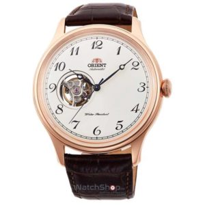 Ceas Orient elegant pentru barbati BAMBINO RA-AG0012S cu mecanism Automatic si curea maro din piele