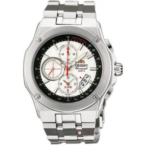 Ceas de mana argintiu Orient pentru barbati SPORTY QUARTZ FTD0S002W0 Cronograf cu rezistenta de pana la 10 atmosfere