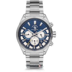 Ceas pentru barbati Santa Barbara elegant cu bratara din otel inoxidabil argintiu Polo LEGEND SB.7.1137.5 Dual Time