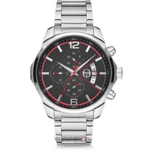 Ceas argintiu de firma Sergio Tacchini cu bratara de inox si mici insertii rosiatice pentru un efect modern ARCHIVIO ST.8.129.01