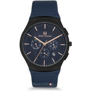 Ceas elegant pentru barbati Sergio Tacchini CITY ST.8.102.02 Dual Time cu curea bleumarin din piele