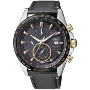 Ceas negru barbatesc original Citizen Sport AT8158-14H cu mecanism solar si curea de piele