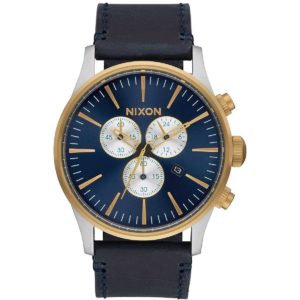 Ceas pentru barbati Nixon Sentry Chrono A405-1922 cu cadran auriu din inox rezistent la apa