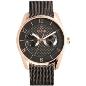 Ceas barbatesc Obaku de mana elegant V171GMVBMB negru cu insertii de aur roz