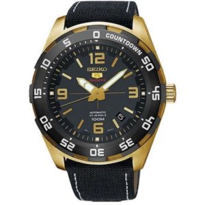 Ceas negru Seiko cu cadran auriu din inox cu mecanism Automatic SRPB86K1 pentru barbati